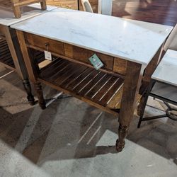 Handcrafted Marble Two Drawer Island In Acorn