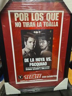 Oscar De La Hoya VS Manny Pacquaio Framed Boxing Fight Poster 12/6/2008 
