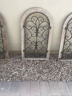 Iron and wood arches Mediterranean decor wall art