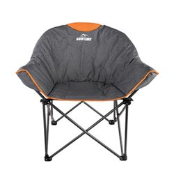 Oversized Padded Camping Moon Chair w Adjustable Cup Holder~Orange~Weight Capacity 400 LBS,Built-in Comfy Foam Armrest Supports