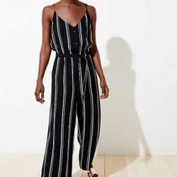 Vintage Loft Petite Women's Striped Strappy Wide-Leg Jumpsuit – Small