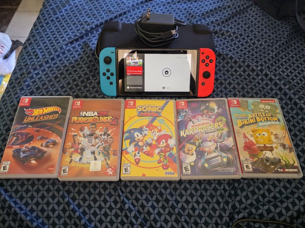 Nintendo Switch With 5 Games Bundle