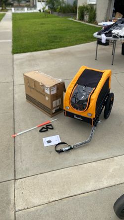 Bike Trailers 20303 ｜ Pet Bike Trailer with Suspension & 30kg Capacity - Foldable Orange Dog Carrier for E-bikes