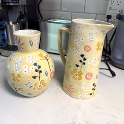 New Floral spring Vase and Pitcher Set 