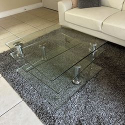 Square Clear Silver Motion Coffee Table 