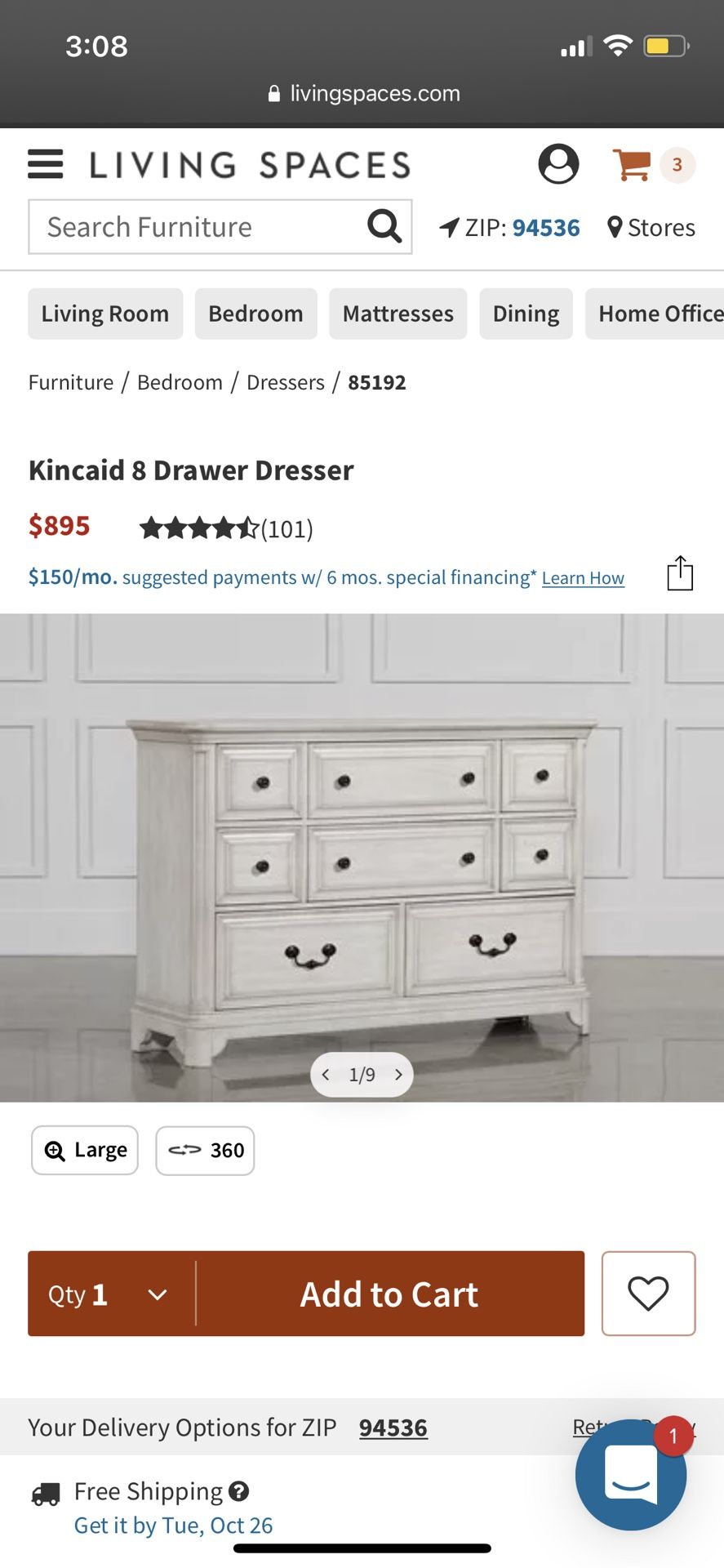 $500 Weathered White / Ivory Dresser