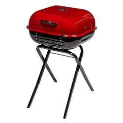Red & Black Portable Charcoal Grill - Folding Legs