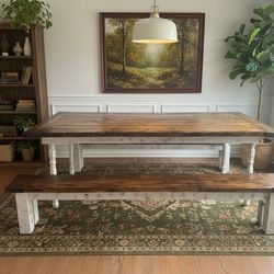 Large Dinning Table with 2 benches