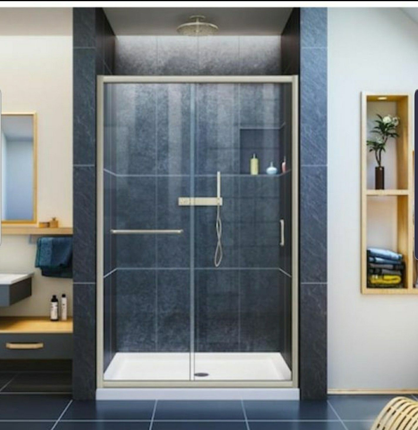 DreamLine Infinity-Z Sliding Brushed Nickel Shower Door