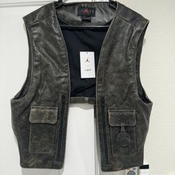 Nike Jordan x J Balvin Leather Vest color Brown/Black Size Large Limited Edition