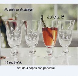 Set De 4 Copas Con Pedestal Nuevas En Su Caja 