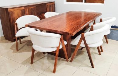 Live Edge Wood Dining Table with 6 Chairs