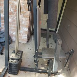 Yes this is still for sale.  Weider 8510 weight machine. missing leg curl bar and pull down bar.