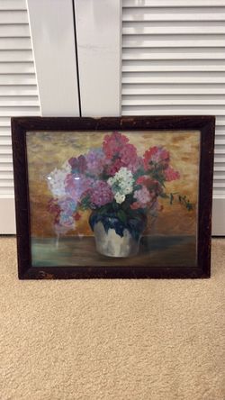 Original oil on canvas from 1908 artist is Edith Eaton of Eaton, Ohio