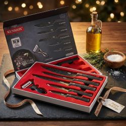 6-Piece Kitchen Knife Set Ultra Sharp Stainless Steel Chef Knives Durable