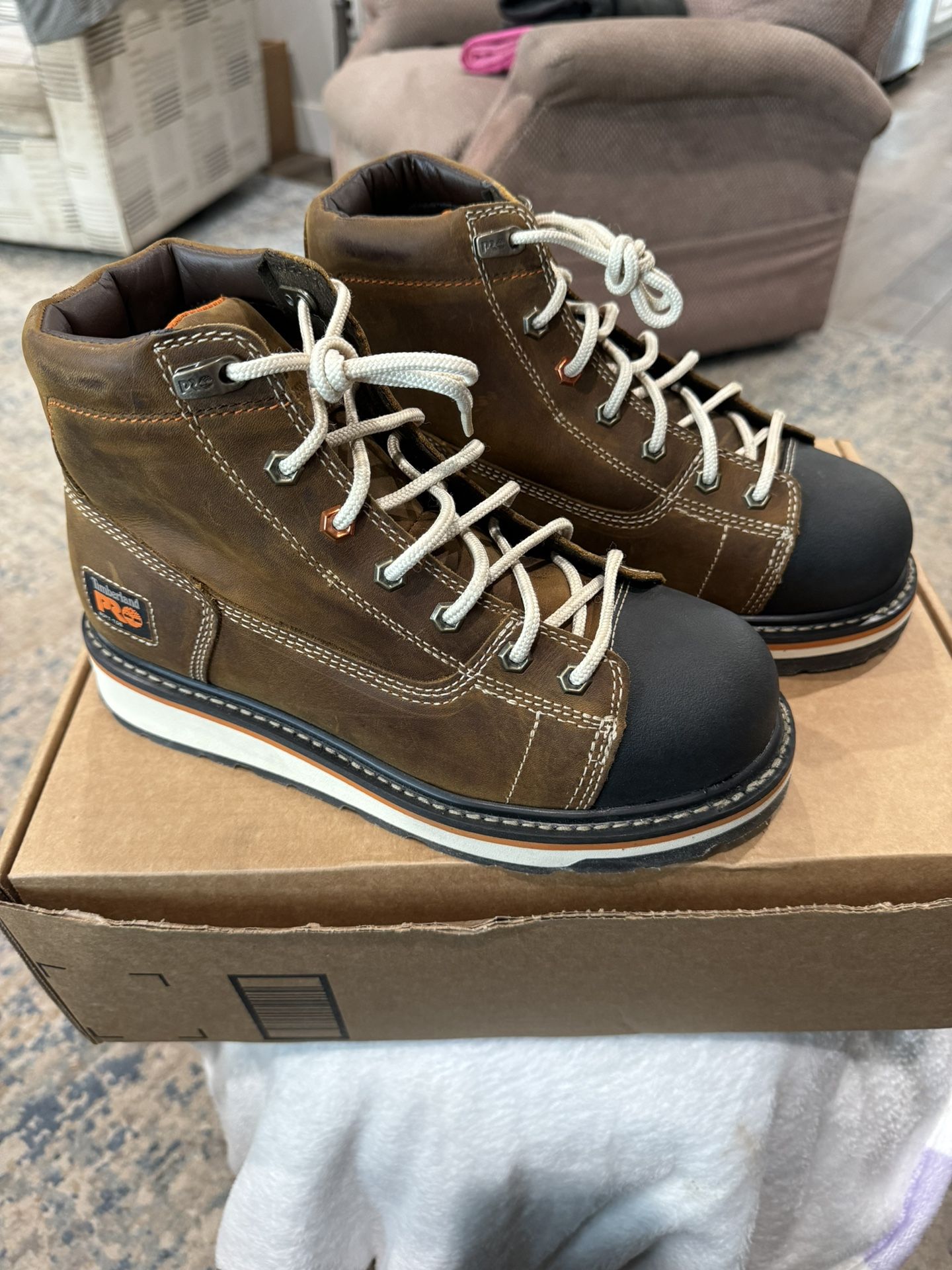Timberland pro Men's Gridworks 6" Waterproof Work Boot Size:8w Color:brown (NEW) *REPLACEMENT BOX*
