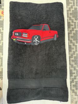 Bath towel Chevy obs embroidery