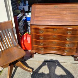 Antique Clawfoot Desks Complete With Key And Matching Chair