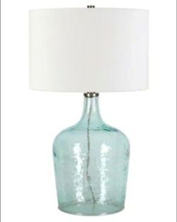 Meyers & Rowan Casco 24 in. Blue Glass Table Lamp with Brushed Nickel Accents