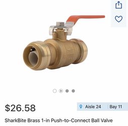 Sharkbite 1in push yo connect ball Valve