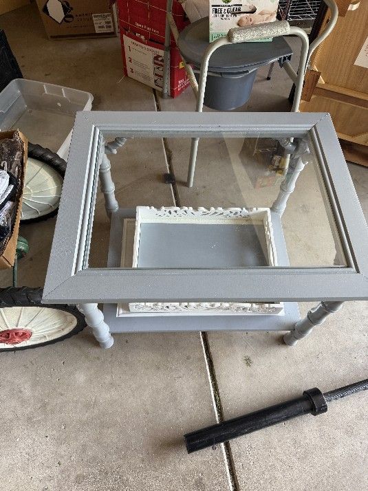 Freshly Refurbished Gray Accent Table