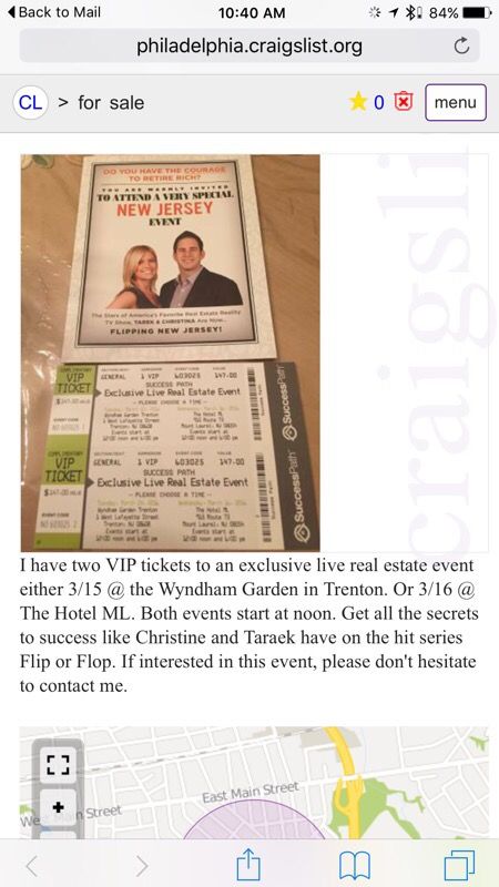 2 tickets live real estate event