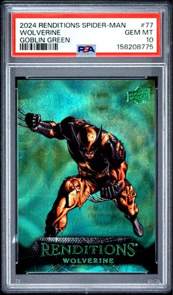 2024 UPPER DECK MARVEL RENDITIONS SPIDER-MAN #77 WOLVERINE GOBLIN GREEN PSA 10