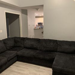 Modern Deep Navy Charcoal Sectional Sofa – Large U-Shaped