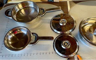 BergHOFF TFK series, a specialized line of surgical stainless steel pots and pans. No knobs on lids