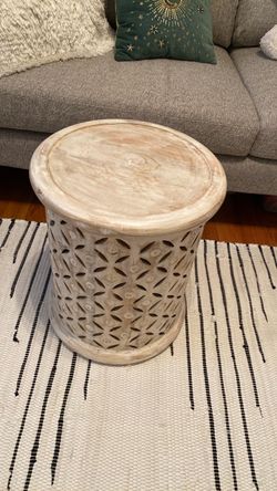 Boho Light Washed Wooden Side Table