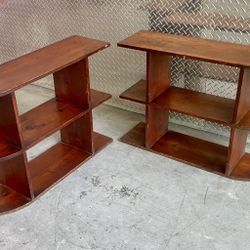 Vintage Solid Wood 2 Piece Corner Bookshelf Set 