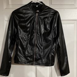 Black Leather Jacket . Size Small.