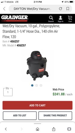 Dayton wet dry vacuum new