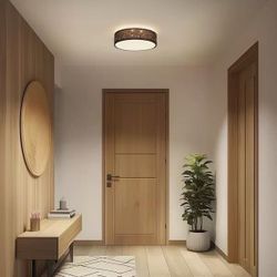 15 in. Modern Black Integrated LED Dimmable Novelty Star Cloth Cover Flush Mount Ceiling Light Fixture for Bedroom