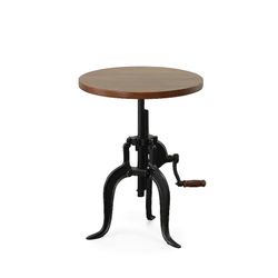 Carolina Cottage Regan 18-in W x 19-in H Chestnut Wood Round Industrial End Table