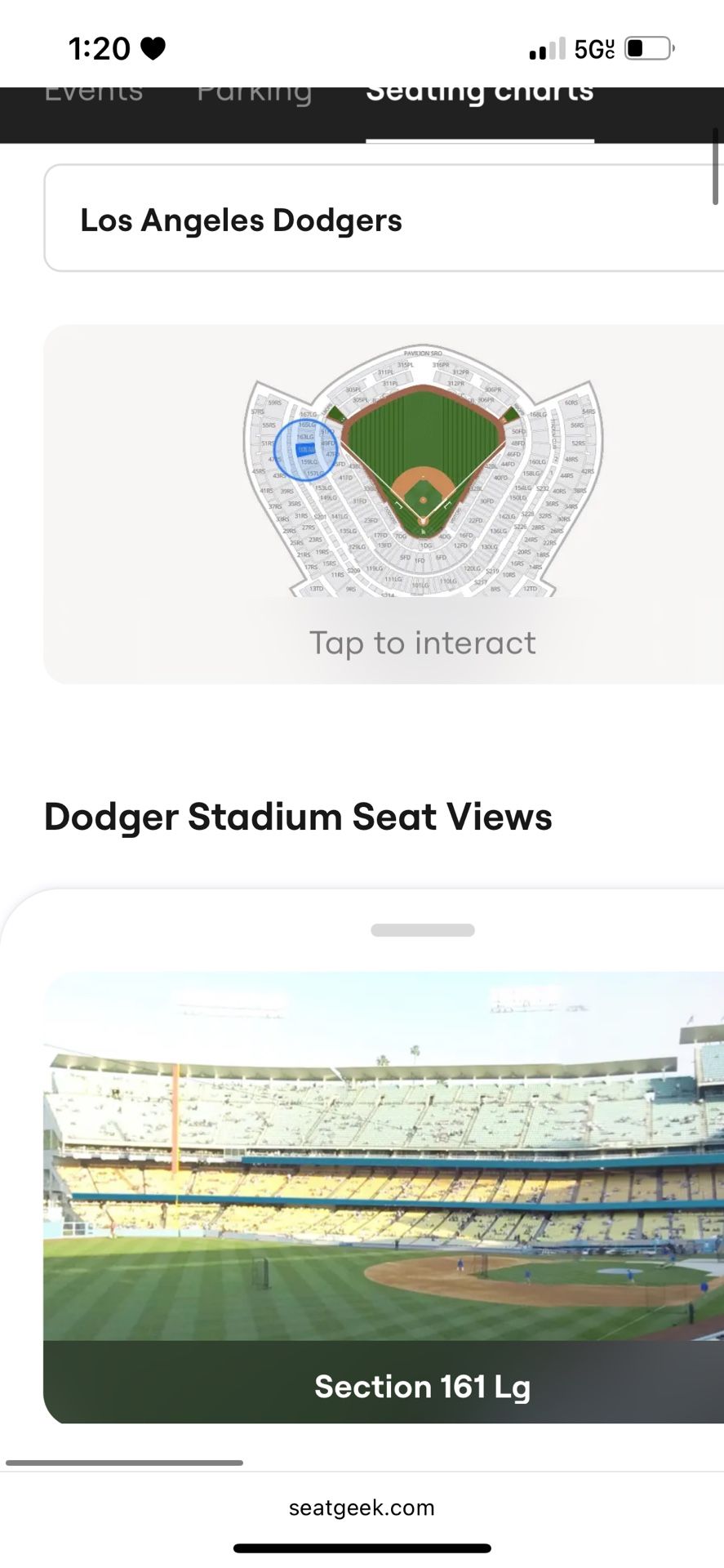 Two dodger tickets