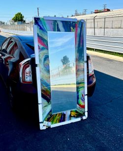 Rock Star Rectangle Framed Printed Tempered Art Glass Beveled Accent Mirror
