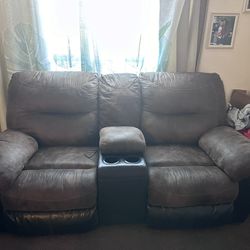 Two Piece Faux Leather Recliner Couch Set