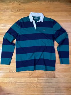 vineyard vines Navy & Dark Green Long Sleeve Polo Shirt Large