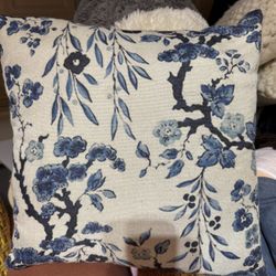 Blue Japanese Garden Throw Pillow