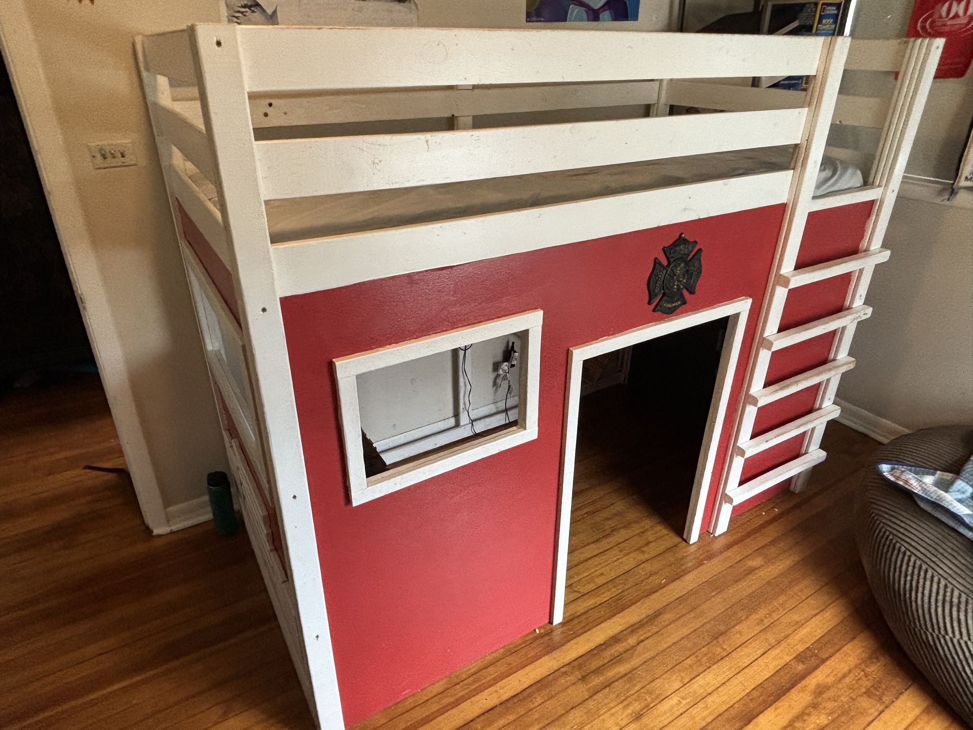 Fire Truck Loft Bed And Bookcase