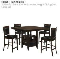 Dark Brown Counter Height Dining Table with Chairs