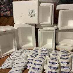 Insulated Styrofoam Cooler Containers with 4 Ice Packs Each