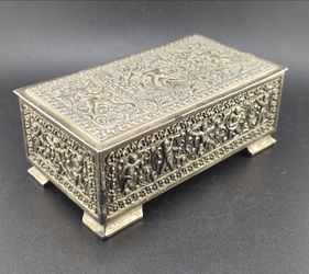 Vintage German Cherub Brass Jewelry Box