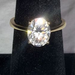 Sterling Silver Gold Plated Moissanite Ring
