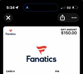 150 Fanatics Card