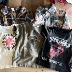 Band shirts and 2 flannels 18month/2t