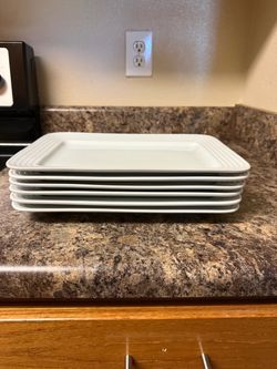 White Rectangular Serving Plates Set of 6