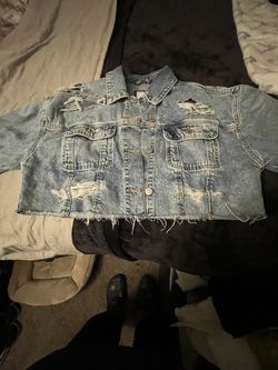 Forever 21 blue acid wash distressed jacket