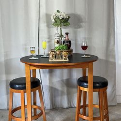 Double Drop Leaf High Pub Table & 2 Stools SPACE SAVER